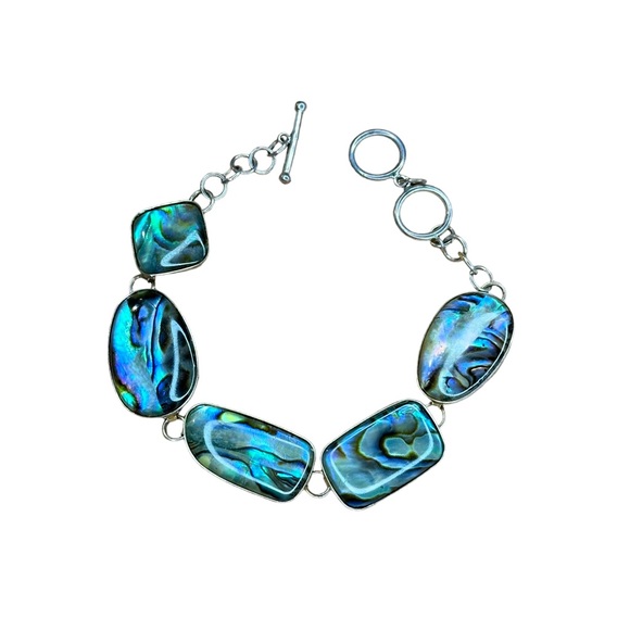 Lucas Lameth Abalone Shell Sterling Silver LUC 925 Toggle Closure Bracelet - Picture 3 of 8